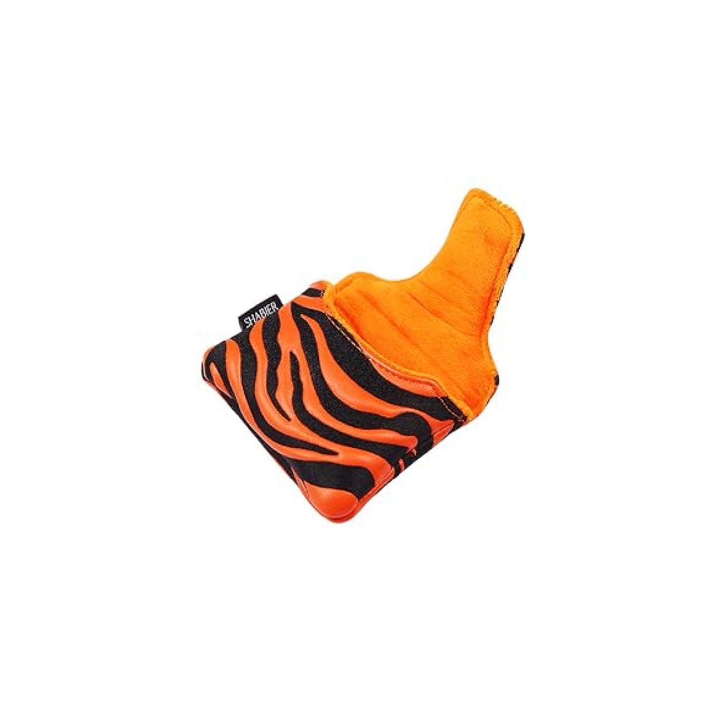 Couvre club pour putter de type maillet avec motif tigre orange et noir avec doublure feutrée orange