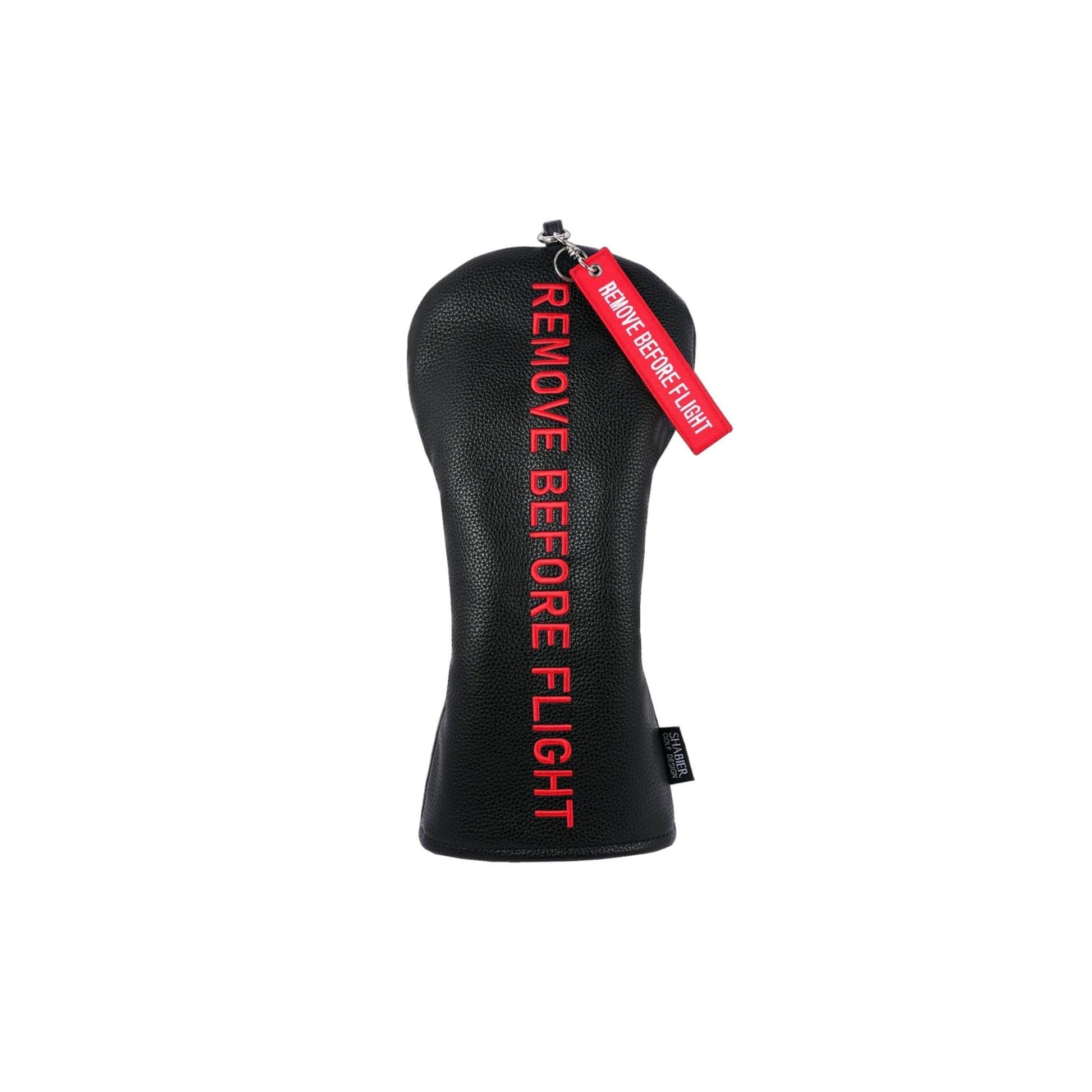 Couvre club pour hybride noir avec l'inscription 3remove before flight" brodée en rouge pour les fans d'aviation