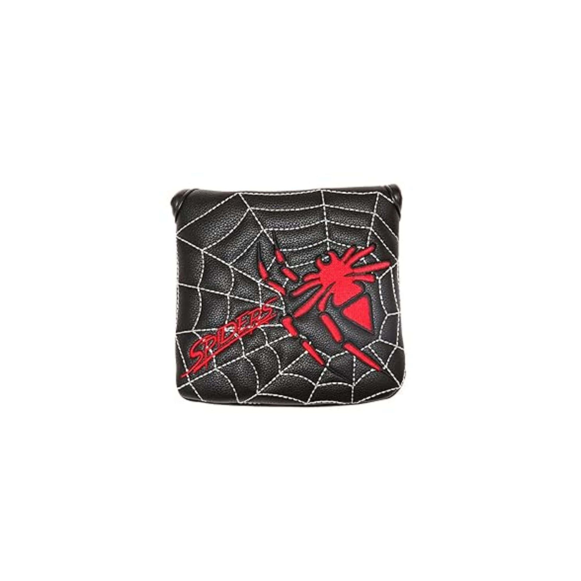 Couvre club pour putter de type maillet avec araignée et inscription "Spiders" brodées en rouge