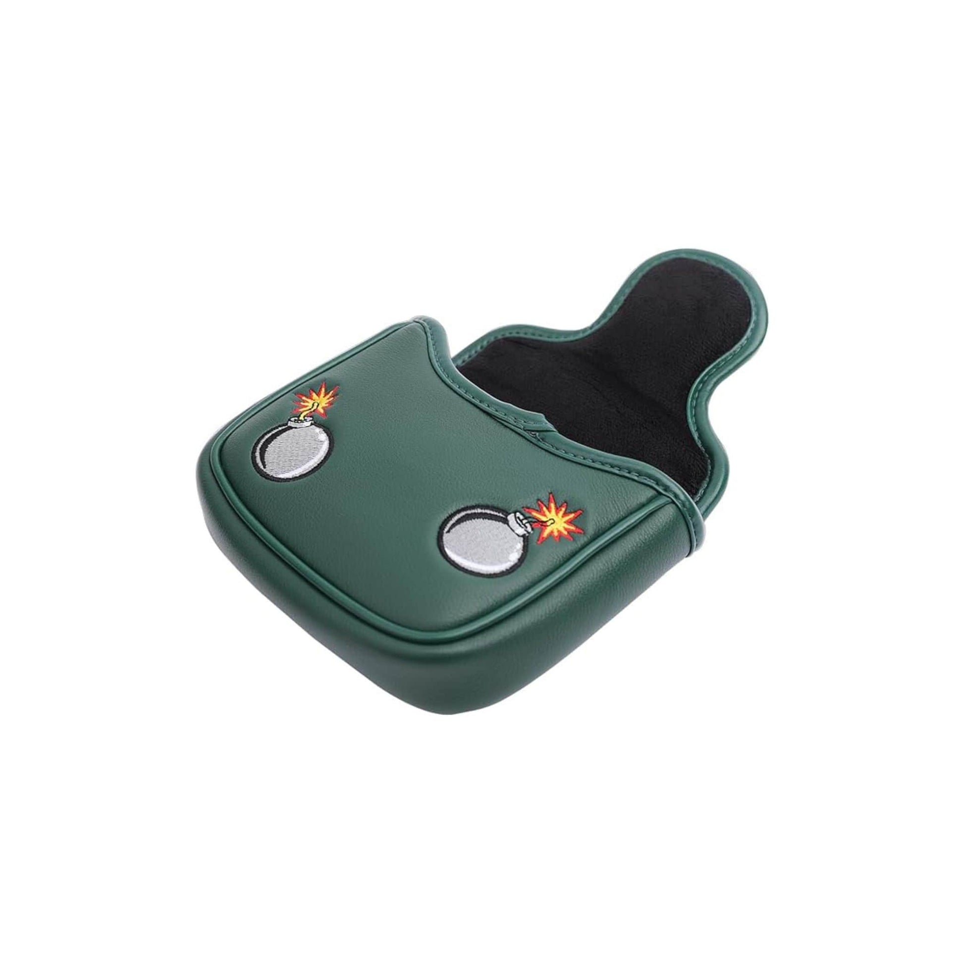 Couvre club pour putter de type maillet avec broderie Bomb squad en kaki milktaire ouverture et intérieur feutré