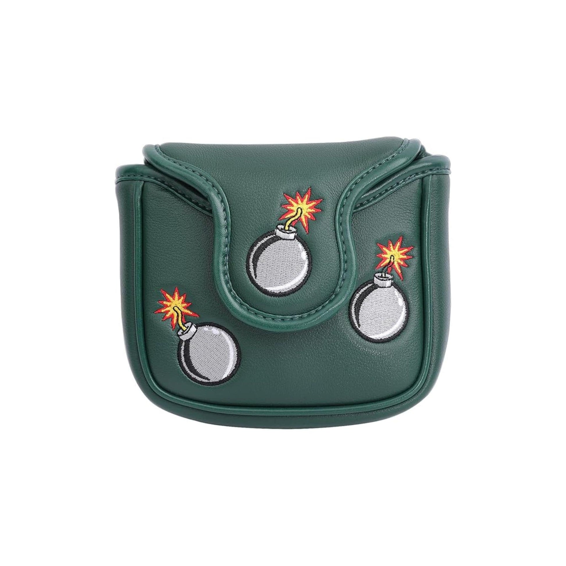 Couvre club pour putter de type maillet avec broderie Bomb squad en kaki milktaire et fermeture aimantée