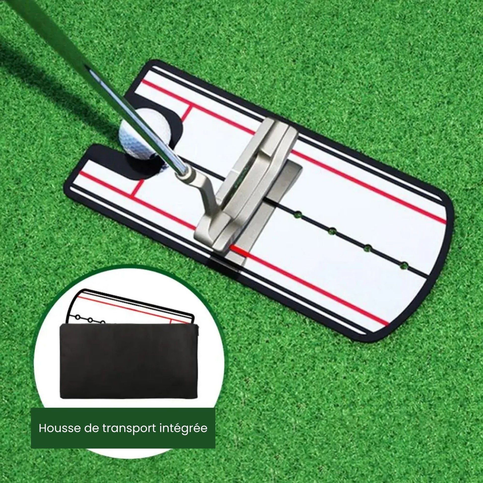 Miroir de putting pop golf focus edition avec sa pochette de transport
