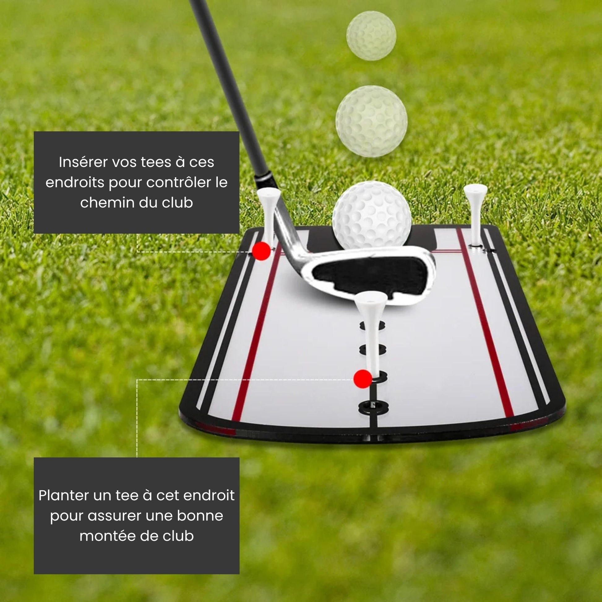 Miroir de putting pop golf focus edition avec positionnement et precision avec des tee